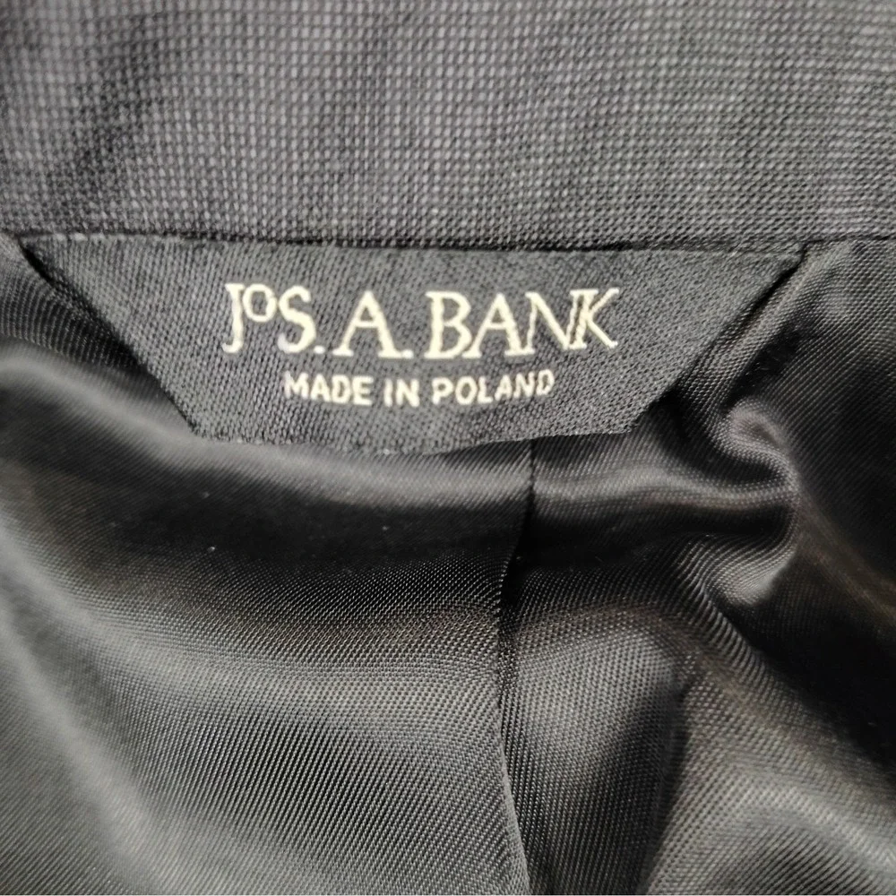 Jos A Bank Men's 48L 44x32 Charcoal 100% Wool 2 Piece Suit Pants Pleated Cuffed